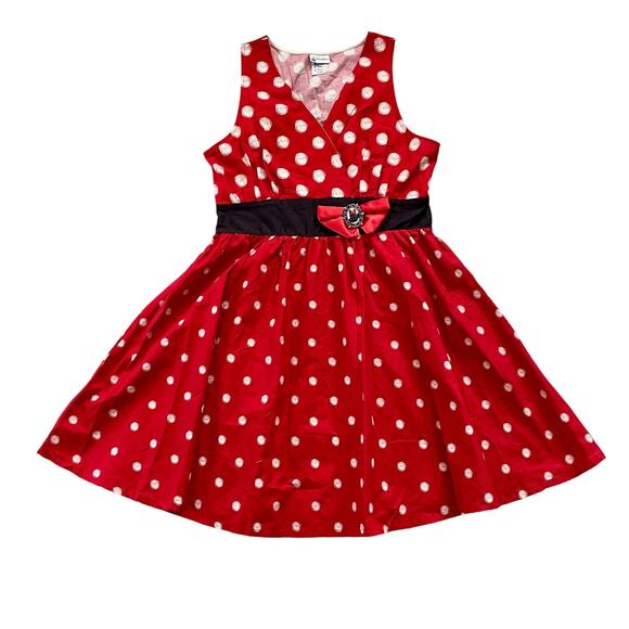 Disney Parks Minnie Mouse Red White Polka Dot Surplice Fit and Flare Dress XL - Picture 1 of 7